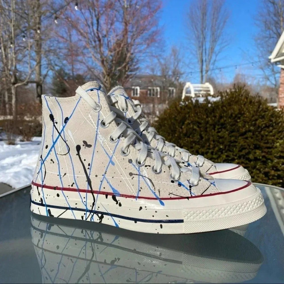 New Converse Chuck Taylor All Star 70 Hi Sneakers Paint Splatter Mens 8.5 - Picture 3 of 14